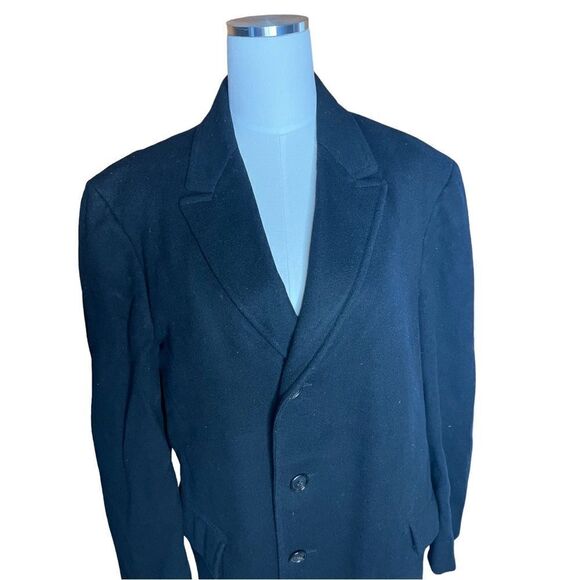 VTG Majestic Crown Amalgamated Clothing Union Men’s Black Wool Overcoat Medium - Picture 2 of 6